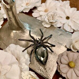 Stylish black Spider Brooch with Gemstone